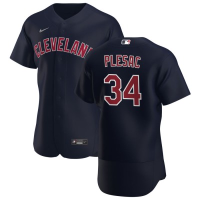 Cleveland Cleveland Guardians #34 Zach Plesac Men's Nike Navy Alternate 2020 Authentic Player MLB Jersey